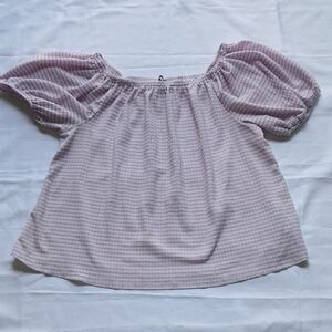 Lane Bryant Pink and White‎ Puff Sleeve Blouse Sz 18/20